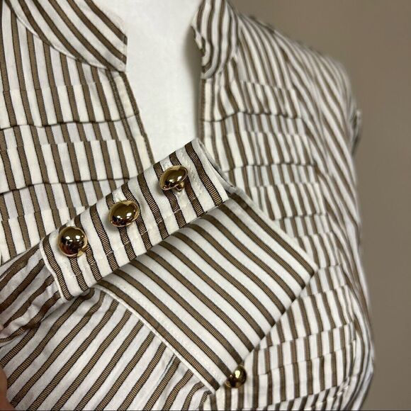 Jones New York pleated front striped button down. S - Picture 3 of 7
